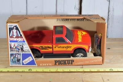 VINTAGE ERTL WRANGLER JEANS RED PICKUP TRUCK WITH ACTION FIGURE - Image 1 of 4