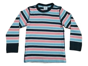 Polarn O Pyret Rose Pink Blue White Striped Long Sleeved Top Girls Size 3-4 Yrs - Picture 1 of 4