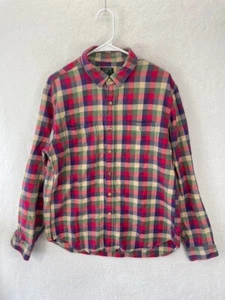J.Crew Flannel Shirt Men’s Large Barn Plaid Button Front Long Sleeve Vintage - Picture 1 of 7
