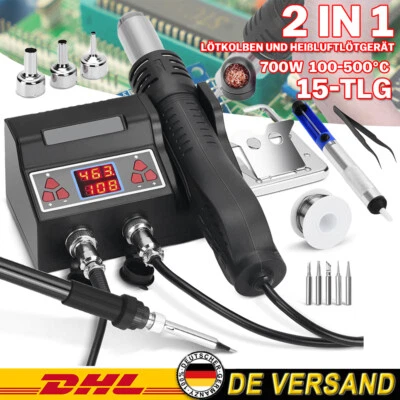 XIIW Heißluft Lötstation und Lötkolben Heißluftlötgerät 100-500°C 700W Heißluftföhn