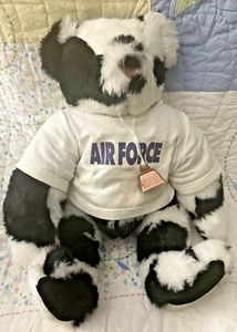 Vermont Teddy Bear Cow Print Plush  Jointed Black White Spots Stuffed Animal Toy - Picture 1 of 5