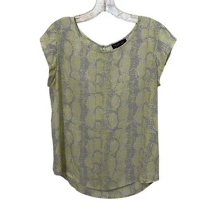 Blusa Top Mujer Rachel Zoe Gris Verde Lima Estampado Piel de Serpiente Talla Mediana - Imagen 1 de 9