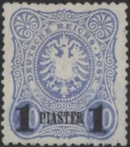 German Post Offices in Turkish Empire 1884 Imperial Eagle 1pi on 20pf, mint MNG - Picture 1 of 1