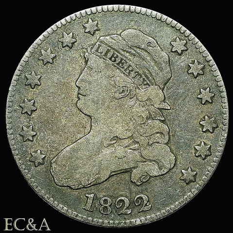 1822 CAPPED BUST QUARTER DOLLAR * RARE LOW MINTAGE OF ONLY 64,080 * (CBQ010) Cover