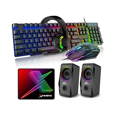 ZIYOU LANG 5 in 1 Wired Gaming RGB Keyboard Mouse Headphone and Speaker Combo - Image 1 of 4
