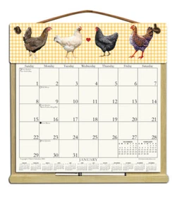 CHICKENS CALENDAR HOLDER - REFILLABLE EVERY YEAR! - Picture 1 of 1