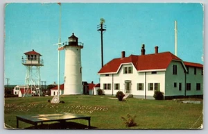 CHATHAM LIGHT AND COAST GUARD STATION LIGHTHOUSE Cape Cod MA 1958 Postcard A83 - Picture 1 of 2