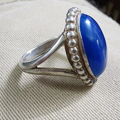 Anillo Georg Jensen Plata de Ley 830 Nº 9 con Piedra Azul Foto 1 de 4