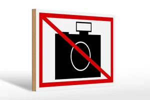 Holzschild Hinweis 30x20 cm Fotografieren verboten Holz Deko Schild wooden sign - Bild 1 von 5