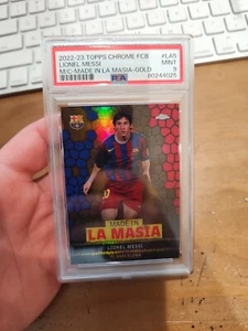 2022 Topps Chrome Fc Barcelona Lionel Messi /50 Made In La Masia Gold PSA 9 - Picture 1 of 2