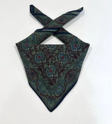 MUJER PAÑUELO POLO RALPH LAUREN Verde Paisley ALGODÓN BOLSILLO CUADRADO 20” Foto 1 de 4