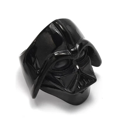 Darth Vader Mask Black Helmet Ring Stainless Steel Vintage Biker Hip Hop Ring - Image 1 of 2