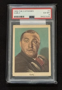 PSA 6 CURLY 1959 The ( 3 ) Three Stooges Rare Old TV Comedy # 1 Card Popular Set - Picture 1 of 8