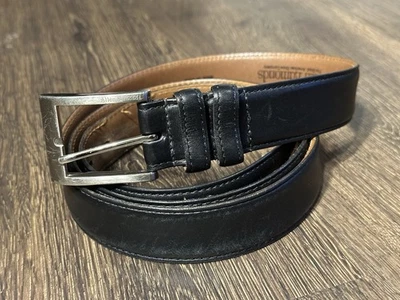 Allen Edmonds Dress Belt Calfskin Leather Classi 39501 Black SZ 52 Silver Buckle - Image 1 of 4