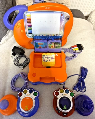 V.TECH S.MILE - LERNKONSOLE ,MAGIC MALBOARD, 2 JOYSTICKS  + 3 SPIELE + NETZTEIL - Bild 1 von 4