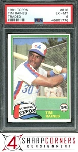 1981 TOPPS TRADED #816 TIM RAINES RC EXPOS HOF PSA 6 - Foto 1 di 4