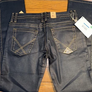 Pantalones de mezclilla Roy Rogers históricos Katrina talla 31 pierna recta nuevos con etiquetas hechos en Italia oscuros - Imagen 1 de 14