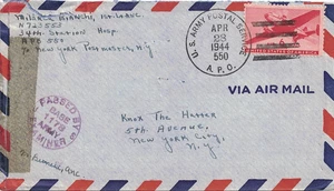 1944 APO #550 {Palermo, Italien} knackiger 4-Takt-Stempel auf zensiertem Luftpostbrief - Bild 1 von 1