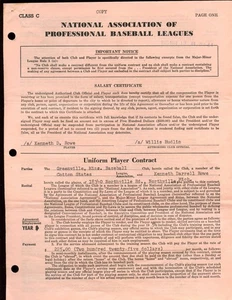 Original 1954 Greenville Cotton League Class C Baseball Contract Ken Rowe - Picture 1 of 2