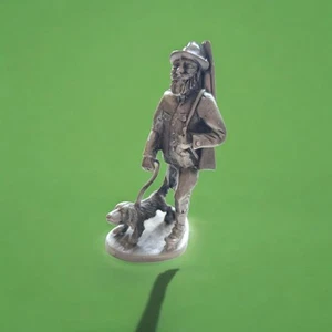Miniatura in peltro cacciatore con cane - 7,5 cm - con punzone - Foto 1 di 6