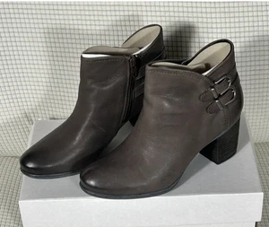 Josef Seibel Brown Leather Ladies Zippered Slip on Boots, Size EU 37, US 6.5 - Picture 1 of 5