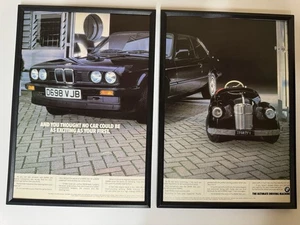Cartel publicitario de revista retro original 1987 E30 BMW 316 316 serie 3 hombre cueva - Imagen 1 de 3