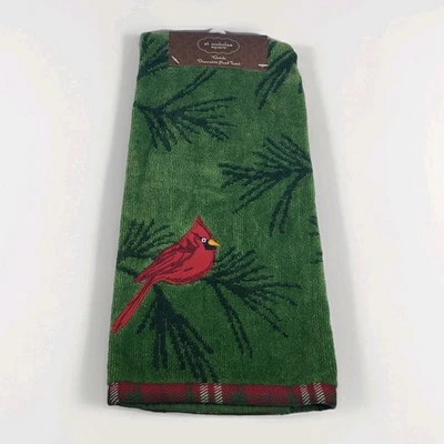 Toallas cuadradas para invitados St Nicholas con diseño de tartán cardinal cubierta The Halls Foto 1 de 4