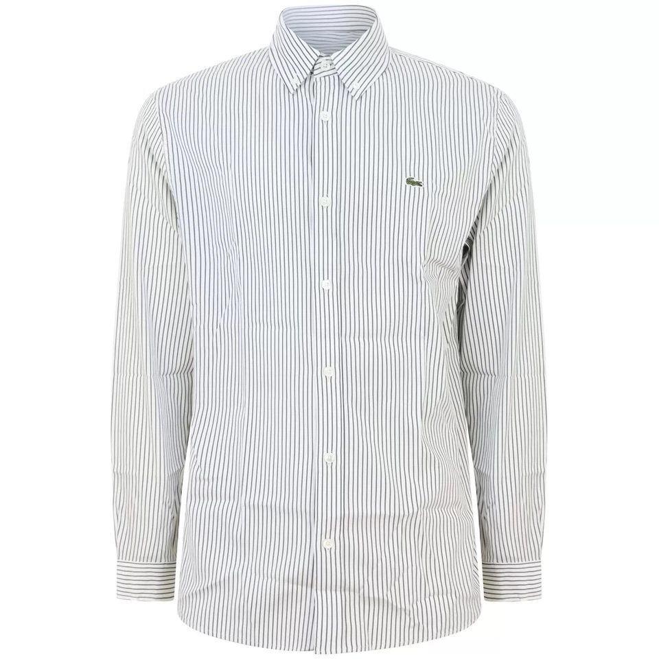 LACOSTE - Camicia bianca e verde con mini logo per uomo - Immagine 1 di 1