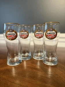 (4) Gold Rim Amstel Light Pilsner Beer Glass - Foto 1 di 1