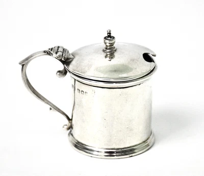 Antigua olla de mostaza de plata de ley con sello Londres 1904 por Robert Pringle Foto 1 de 4