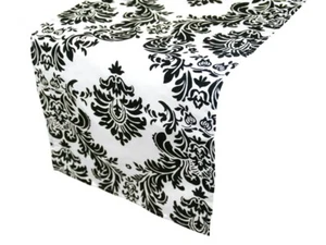 40 Pack 12" x 108" Flocking Damask Taffeta Table Runner - Picture 1 of 1