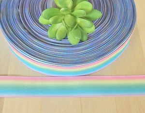 1" (1 Yard) Regenbogenfarbenes Ripsband Regenbogenstreifen ** Schneiden in 1 Yard Streifen * - Bild 1 von 1
