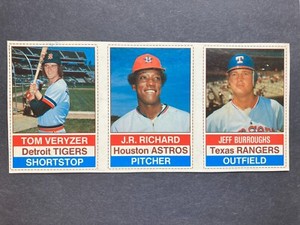 1976 Hostess Uncut Panel JR Richard Burroughs Veryzer BROWN BACK VARIATION