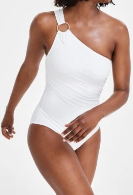 Michael Kors Embellished One-Shoulder Underwire One-Piece Swimsuit White 6 - Image 1 of 4