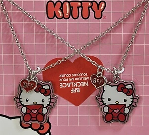 2 PC Claire's Hello Kitty Valentine’s Day BFF Best Friends Charms Necklaces New - Picture 1 of 5