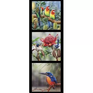 Patchwork Quilting Sewing Fabric Rosella Kingfisher Wrens Panel 40x110cm - Picture 1 of 4
