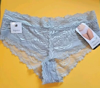 Bragas Hipster Rene Rofe Intimates Mezcla Nylon Encaje Talla Pequeña XL Gris Nuevas con Etiquetas Foto 1 de 3