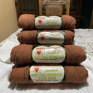 6 Red Heart Wintuk Sock & Sweater Yarn in Taupe Brown 100% Acrylic Vintage READ - Picture 1 of 9