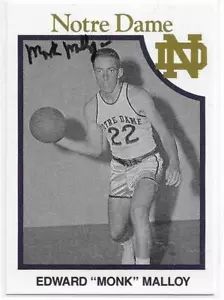 MONK MALLOY Autographed Signed 1990 Greats card #16 Notre Dame Irish Basketball - Picture 1 of 1