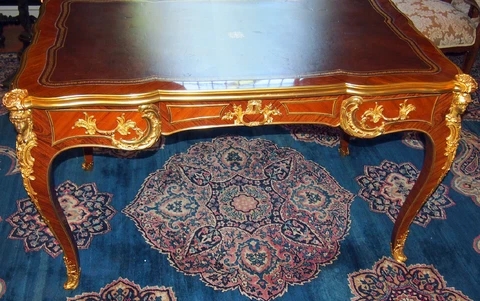 LINKE C 1881 RARE BUREAU PLAT 3 DRAWERS ORMOLU/ KINGWOOD SIGNED ON DESK & LOCKS Cover
