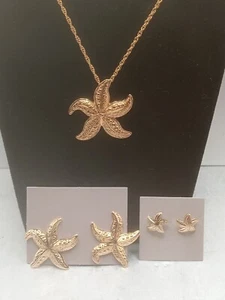 Vintage 1987 Long Necklace Starfish Pendant 29" Rope Chain Gold Tone - Picture 1 of 3