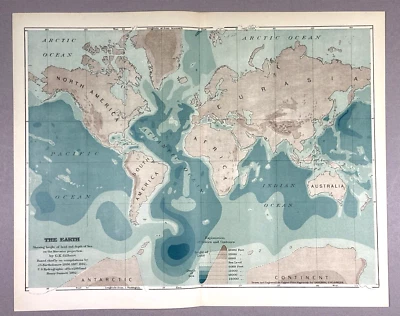 Ilustração antiga mapa da Terra página de enciclopédia de escritório hidrográfico dos EUA - Imagem 1 de 4