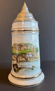 Vintage Lidded Heidelberg Scenes German Beer Stein Lithophane Signed 9.25" Tall - Picture 1 of 12