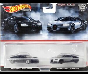 Hot Wheels Premium Car Culture 2 Pack Bugatti 91 Veyron And 16 Chiron In Hand!