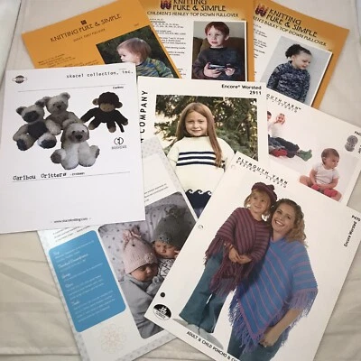 Mixed Lot Yarn Knitting Pattern Booklets & Sheets Kids Sweaters Socks Animals - Image 1 of 4