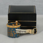 HALCYON DAYS ENAMEL SEWING NOTIONS BLUE & GOLD FLOWERS TAPE MEASURE NEW