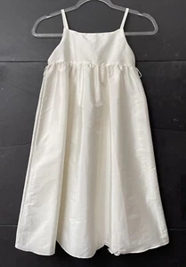 Us Angels Dress Girls 7 Taffeta Ivory Fit Flare Flower Girl Bridal Wedding  - Picture 1 of 4