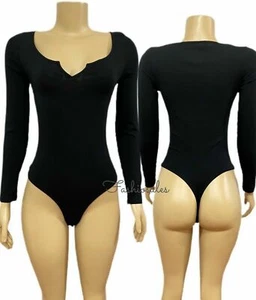 Victoria's Secret PINK Langarm-Bodysuit Shirt Oberteil aus weicher Baumwolle schwarz neu - Bild 1 von 6