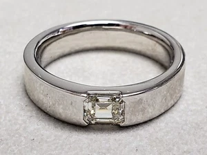 Men's wedding band 1.02CT Emerald Cut natural Diamond 18K s-13.25 - Picture 1 of 11