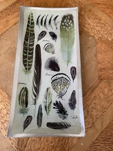 Gisela Graham Feather Glass Trinket Dish - Picture 1 of 2